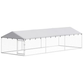 20' x 7.5' x 5' Dog Kennel Outdoor for Large Dogs with Waterproof Roof, Silver 20' x 7.5' x 5' Dog Kennel Outdoor for Large Dogs with Waterproof Roof, Silver